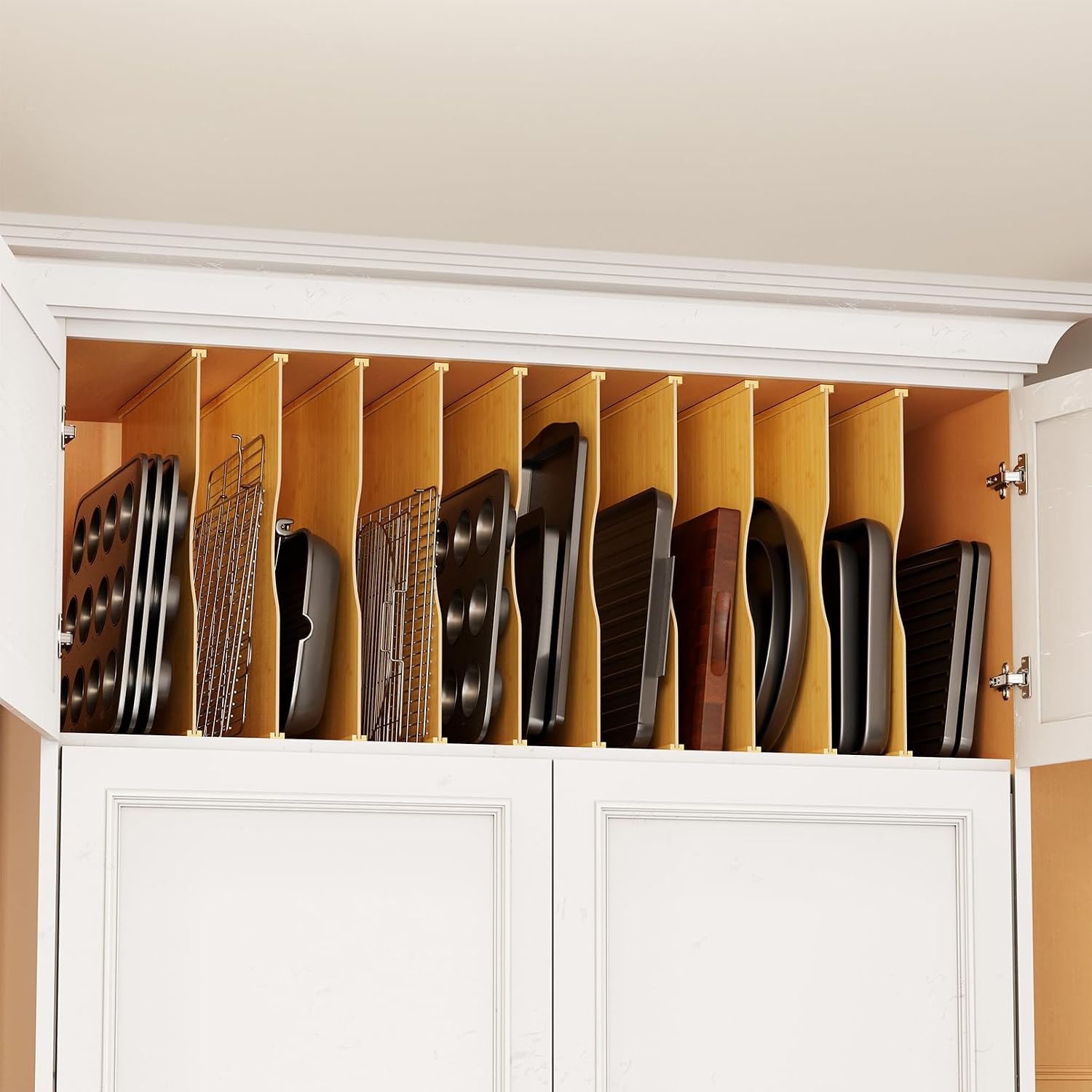 Kitchen Baking Organization - 10'lu Paket Bambu Tepsi Bölücüler, Mutfak