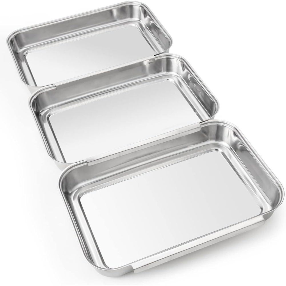 Kitchen Baking Station - 3 Parça Paslanmaz Çelik Baharat Tepsisi